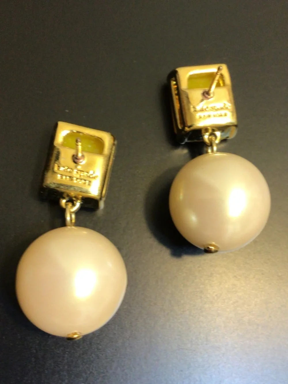 Kate Spade New York Dangle Drop Crystal/Glass Pearl Earrings 14k Gold Filled